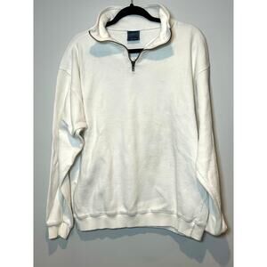 Vintage Harbor Side Graphics Sportswear Boating Quarter Zip White Mens Size XL‎